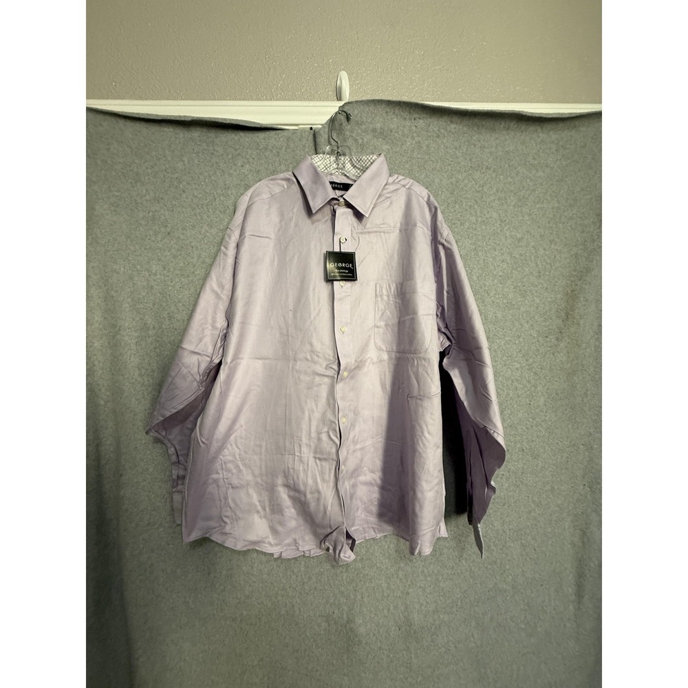 George Dress Shirt Mens 2XL Purple Lilac Long Sleeve Monogrammed JCD Custom‎